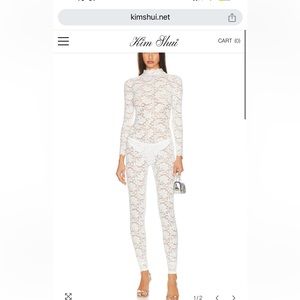 KIM SHUI WHITE LACE JUMPSUIT SIZE SMALL NEVER WORM